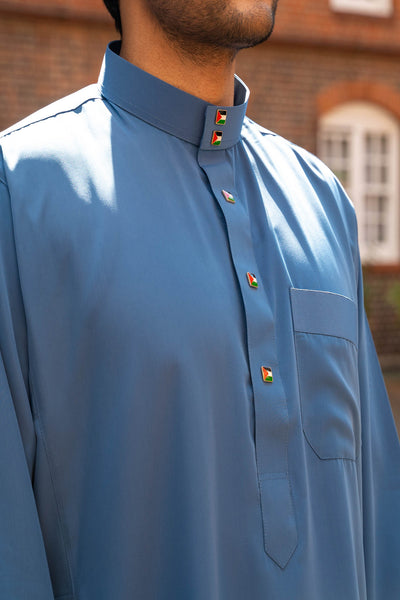 Classic Saudi Thobe & Jubbah Palestinian Design Denim Blue