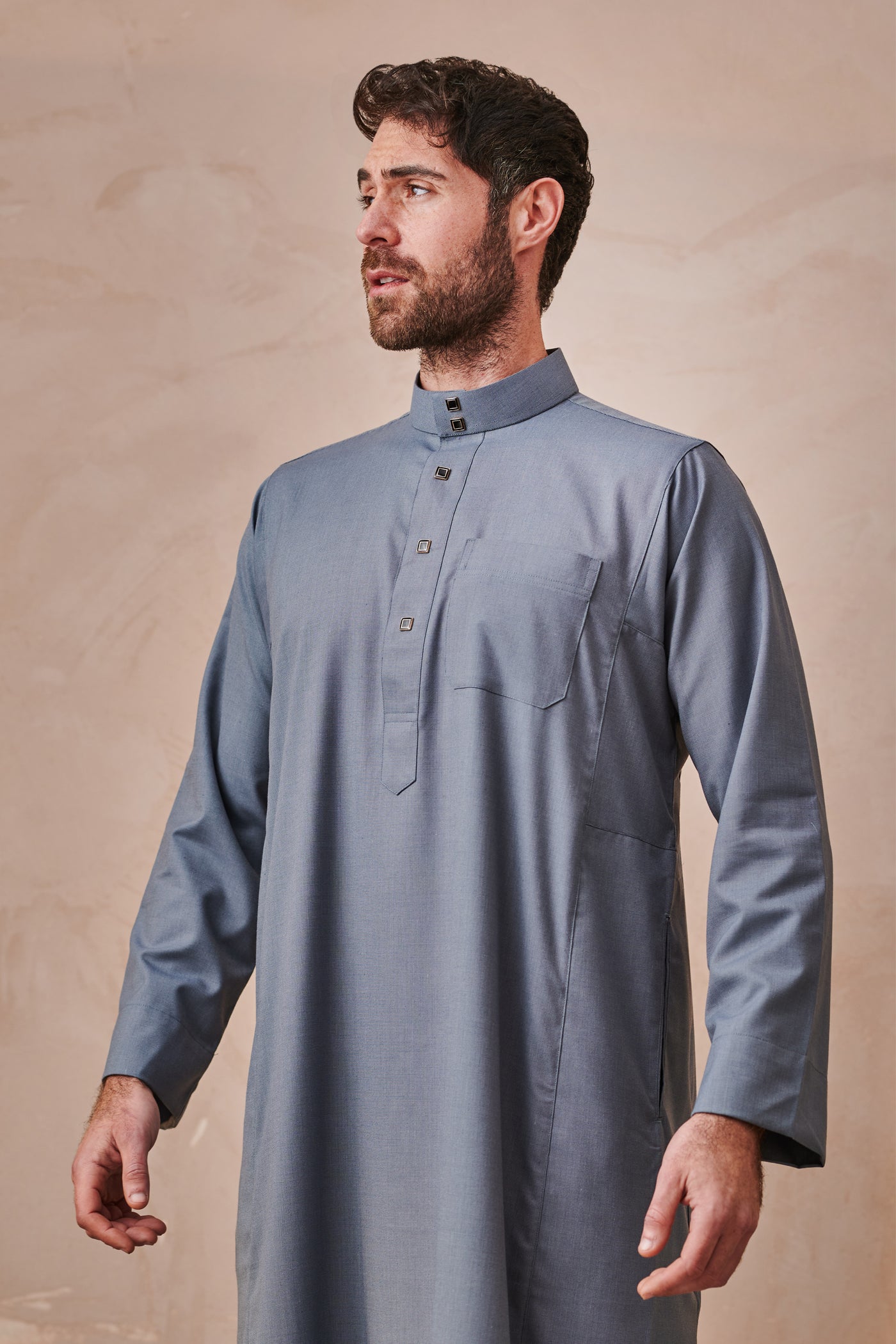 Saudi Premium Storm Grey Thobe & Jubbah