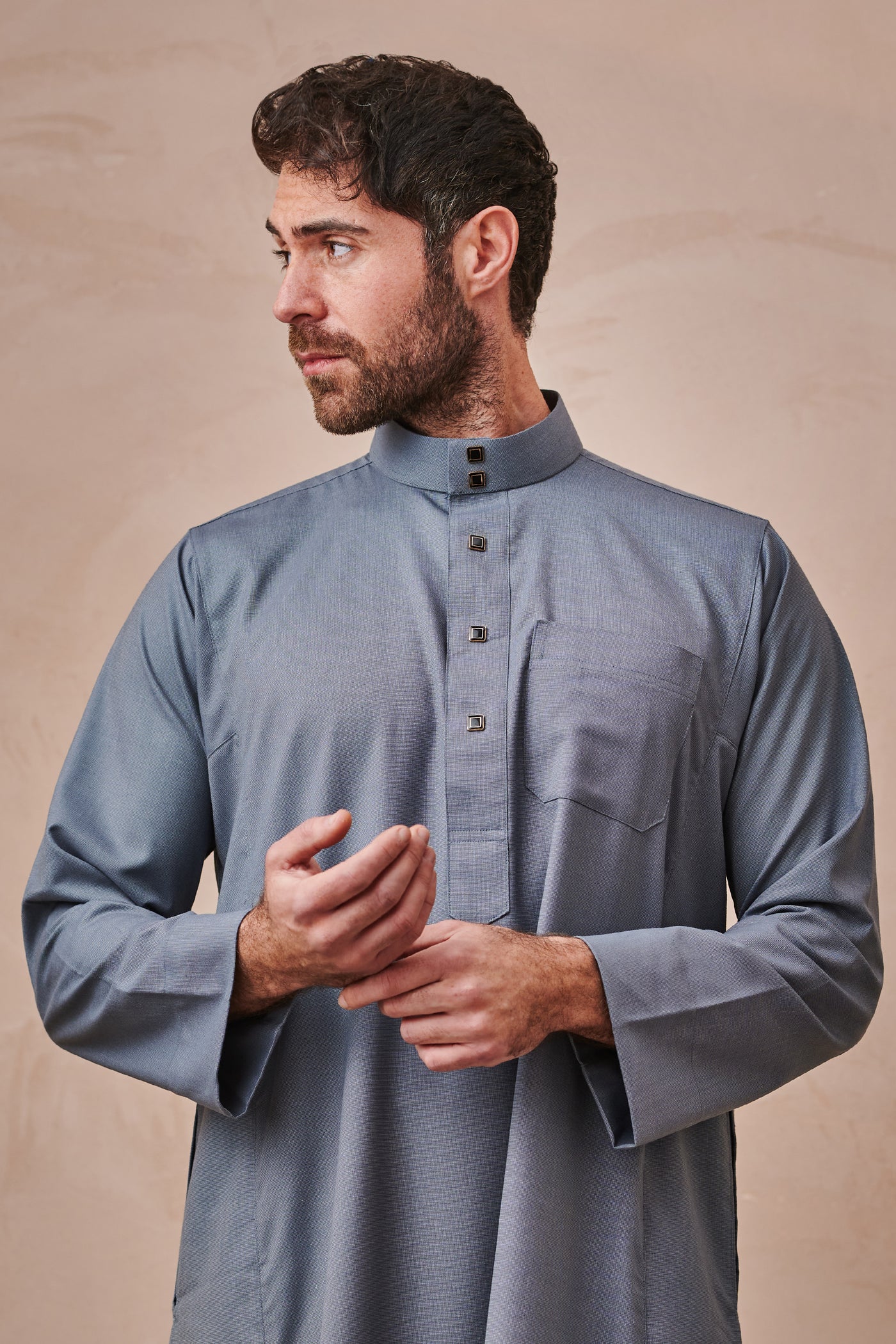 Saudi Premium Storm Grey Thobe & Jubbah