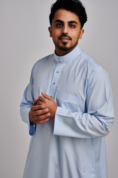 Saudi Classic Light Sky Blue Thobe & Jubbah