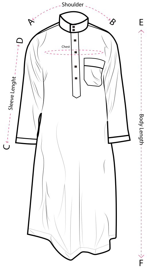 Men’s Thobe UK Size Guide | Perfect Fit Thobe Chart