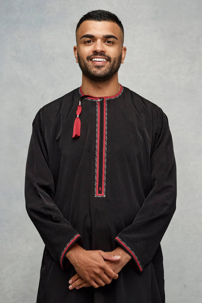 Omani Dishdasha Ink Black Thobe & Jubbah